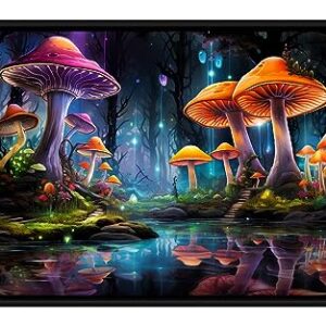 EDGFRTOIO Playmat 24" x 14" Game Mats Tabletop Magic for MTG/TCG Cards, Trading Card Game Playing Stitched Play Mats Commander Deck Gaming Desk Mat Card Gameplay Mats, Magic Mushroom Enchanted Forest