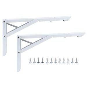 2pcs triangular folding brackets - heavy duty stainless steel shelf and collapsible table support, wall bracket for foldable table, metal wall shelf bracket