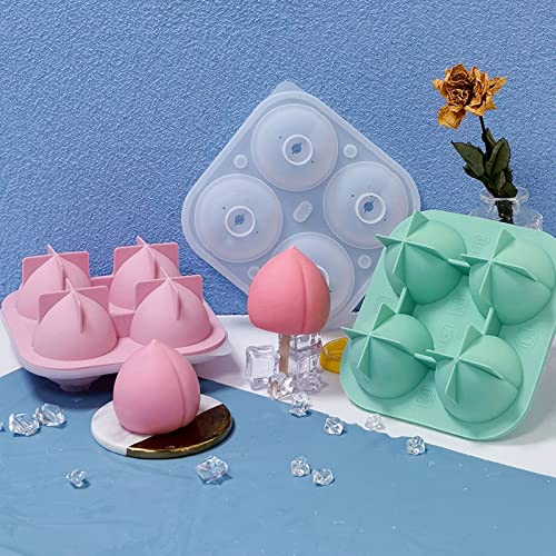 For Creative 4 Cells Peach Ice Cube Moulds With Lid Silicone Material Ice Tray Mold Ice Boxes Home Made Quick-fre Ice Cube Maker Machine