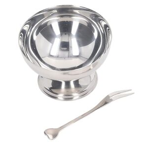 ice cream bowl set with fork, stainless steel dessert bowls for puddings, salads, trifles, easy to soup bowl perfect for home, hotel, restaurant (150ml)