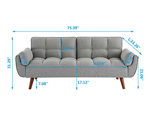 Verfur Futon Sofa Bed Sofabed, Light Gray