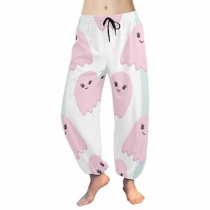 interestprint halloween pattern of flying ghosts women's dance harem pants s-ummer baggy slacks drawstring lounge harem pants with pockets s