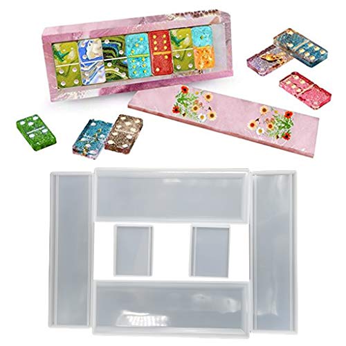 DIY Crafts Dominoes Storage Tray Table Ornaments Decoration Epoxy Resin Mold Handicrafts Soap Candle Resin Casting Mold DIY Pendant Kit(Excluding Metal Accessories)