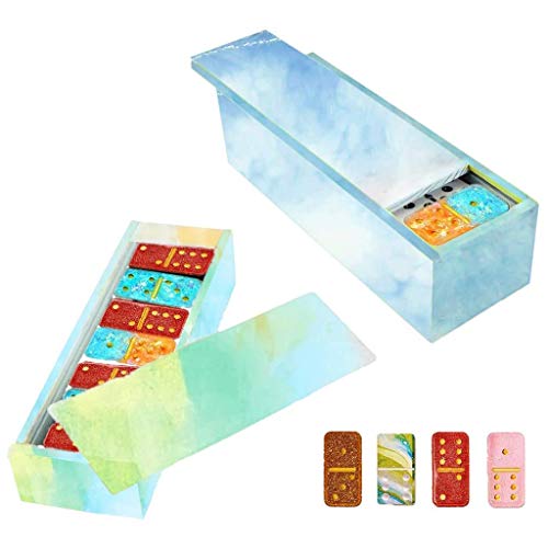 DIY Crafts Dominoes Storage Tray Table Ornaments Decoration Epoxy Resin Mold Handicrafts Soap Candle Resin Casting Mold DIY Pendant Kit(Excluding Metal Accessories)