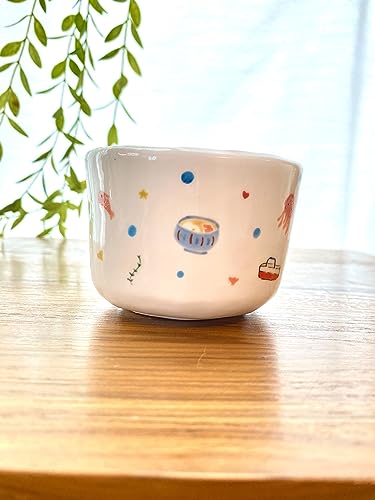 Ponyo Ghibli style cup white porcelain Handmade ceramic cup, Hand-painted mug, Unique Surprise gift for Christmas or Birthday. Dishwasher and Microwave safe