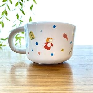 Ponyo Ghibli style cup white porcelain Handmade ceramic cup, Hand-painted mug, Unique Surprise gift for Christmas or Birthday. Dishwasher and Microwave safe