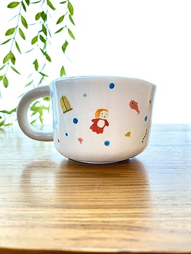 Ponyo Ghibli style cup white porcelain Handmade ceramic cup, Hand-painted mug, Unique Surprise gift for Christmas or Birthday. Dishwasher and Microwave safe