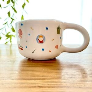 Ponyo Ghibli style cup white porcelain Handmade ceramic cup, Hand-painted mug, Unique Surprise gift for Christmas or Birthday. Dishwasher and Microwave safe