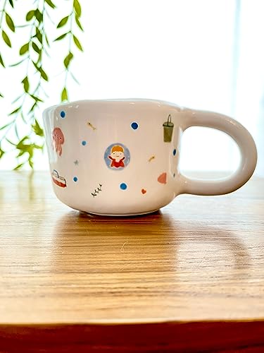 Ponyo Ghibli style cup white porcelain Handmade ceramic cup, Hand-painted mug, Unique Surprise gift for Christmas or Birthday. Dishwasher and Microwave safe