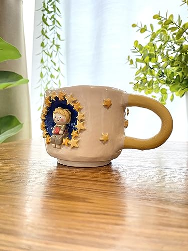 Little Prince cup. Handmade ceramic cup, Hand-painted mug, Unique Surprise gift for Christmas or Birthday. Dishwasher and Microwave safe