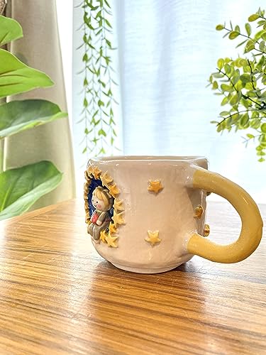 Little Prince cup. Handmade ceramic cup, Hand-painted mug, Unique Surprise gift for Christmas or Birthday. Dishwasher and Microwave safe