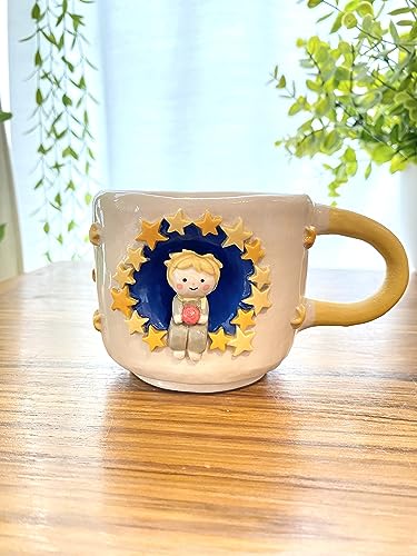 Little Prince cup. Handmade ceramic cup, Hand-painted mug, Unique Surprise gift for Christmas or Birthday. Dishwasher and Microwave safe