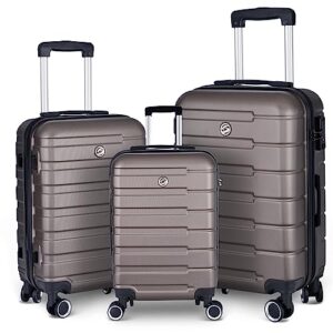 xddias suitcase set, luggage sets 3 piece hardside carry-on luggage with spinner wheels 20"/24"/28"