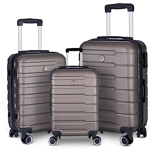 XDDIAS Suitcase Set, Luggage Sets 3 piece Hardside Carry-on luggage with Spinner Wheels 20"/24"/28"