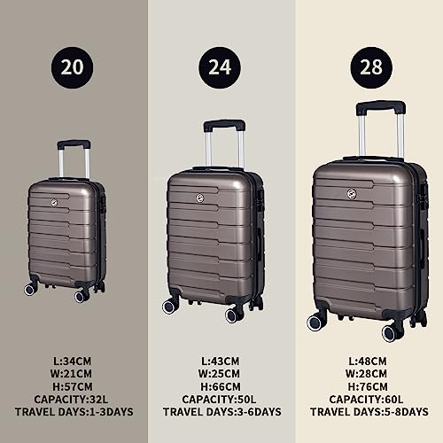 XDDIAS Suitcase Set, Luggage Sets 3 piece Hardside Carry-on luggage with Spinner Wheels 20"/24"/28"