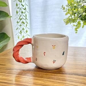 Christmas and the santa cat cup. Handmade ceramic cup, Hand-painted mug, Unique Surprise gift for Christmas or Birthday. Dishwasher and Microwave safe