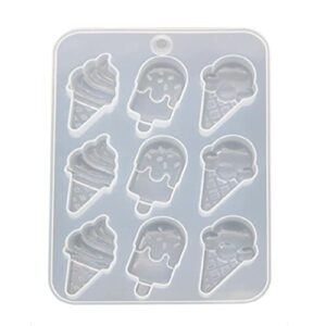 fogun ice cream cute food keychain pendant silicone resin mold jewelry tools silicone ice cube trays