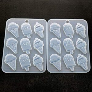 Fogun Ice Cream Cute Food Keychain Pendant Silicone Resin Mold Jewelry Tools Silicone Ice Cube Trays