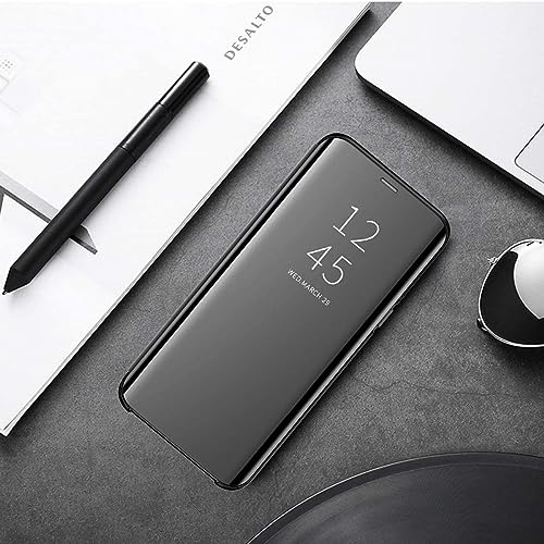 for Samsung Galaxy Note 10 Plus Case Clear View Makeup Mirror Flip Cover, Galaxy Note 10 Plus Phone Case with Kickstand Shockproof Protective Cover Galaxy Note 10 Plus Shell (Silver)