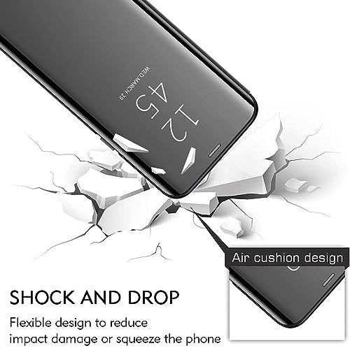 for Samsung Galaxy Note 10 Plus Case Clear View Makeup Mirror Flip Cover, Galaxy Note 10 Plus Phone Case with Kickstand Shockproof Protective Cover Galaxy Note 10 Plus Shell (Silver)