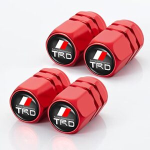 for TRD, Decoration Accessory Tire Air Caps Cover for Toyota TRD Fj Cruiser, Supercharger, Tundra, Tacoma, 4runner,Yaris,Camry Highlander Avalon Pro Series (Red) Tire Valve Stem Caps 4PCS