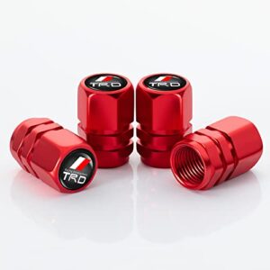 for TRD, Decoration Accessory Tire Air Caps Cover for Toyota TRD Fj Cruiser, Supercharger, Tundra, Tacoma, 4runner,Yaris,Camry Highlander Avalon Pro Series (Red) Tire Valve Stem Caps 4PCS