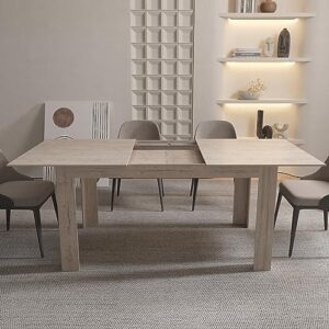 5-7.2FT Extendable Dining Room Table for 8-10, Modern Rectangular Expandable Transfomer Dining Room Table for Space-Saving Kitchen Small Space (Oak)