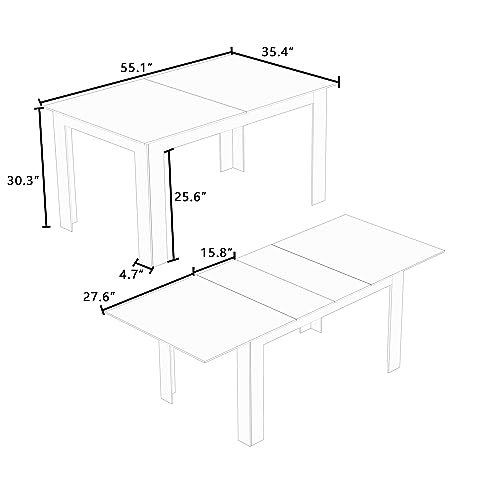 5-7.2FT Extendable Dining Room Table for 8-10, Modern Rectangular Expandable Transfomer Dining Room Table for Space-Saving Kitchen Small Space (Oak)