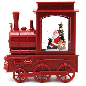 7" pre-lit santa in train christmas glitter snow globe