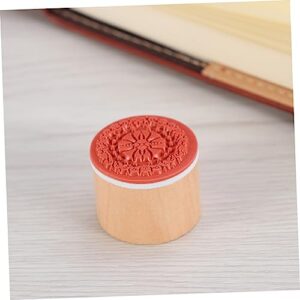 Ciieeo Hand Stamp Rubber Stamp Storage Christmas Circle stampers Antique Decorative Wooden Signets Wooden Rubber Self-Ink Scrapbook Embellishments Wooden stampers Pattern Bamboo Stamp pad