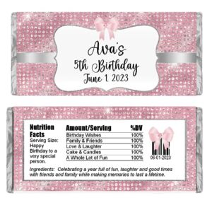 personalized candy wrappers for chocolate, birthday party favors, pack of 20 custom hershey bar labels (pink)