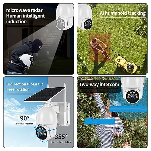 Solar Security Cameras Wireless Outdoor, 1080P 355° View Battery Powered 2 Way Talk Outdoor Camera, Night Vision, AI Human Detection, for Home Security