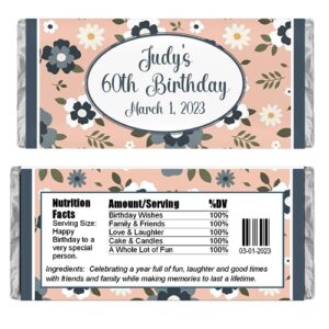 personalized candy wrappers for chocolate, floral party favors, pack of 20 custom hershey bar labels