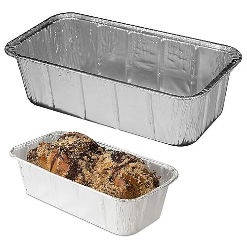 100 Pk Aluminum Foil Loaf Pans 2Lb Disposable Bake Premium Bread Tins Container Aluminum Foil Loaf Pan Disposable Oblong Baking Bread Tins Container 2LB Bakeware Take Out Food Storage Baking Takeout