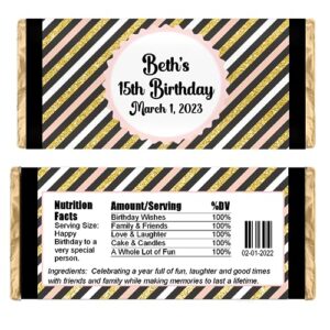 personalized candy wrappers for chocolate, birthday party favors, pack of 20 custom hershey bar labels