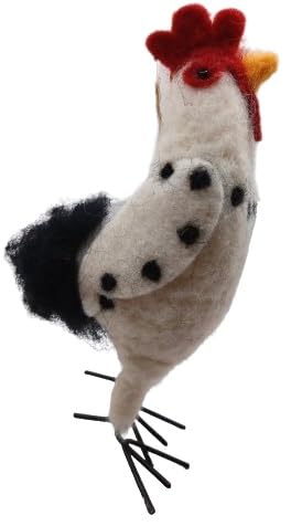 OnHoliday Felt Tall White and Black Chicken Hanging Christmas Tree Ornament