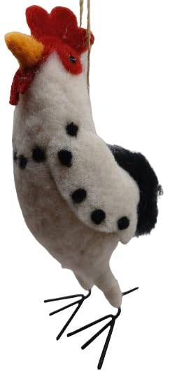 OnHoliday Felt Tall White and Black Chicken Hanging Christmas Tree Ornament