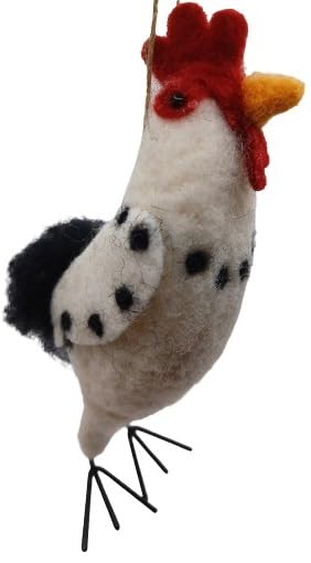 OnHoliday Felt Tall White and Black Chicken Hanging Christmas Tree Ornament