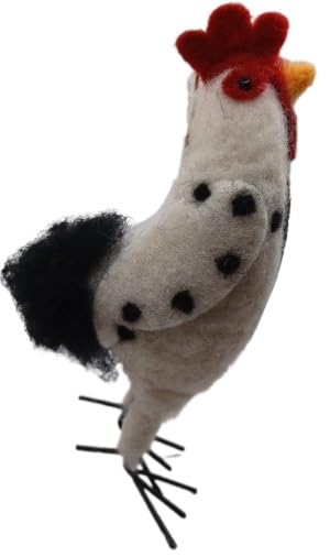 OnHoliday Felt Tall White and Black Chicken Hanging Christmas Tree Ornament