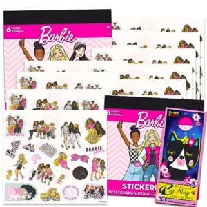 barbie sticker set for girls - bundle with 12 sheets of barbie stickers for party favors plus door hanger | barbie party supplies for girls birthday