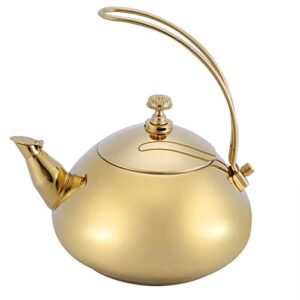 tea kettle,whistling tea pots for stove top,food grade stainless steel teapot,classic stovetop kettle with universal base,cool grip bakelite handle fast water heating boiling pot(gold)