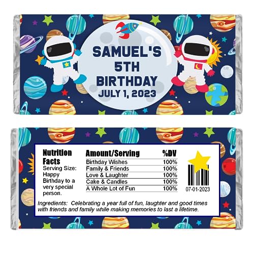 Out of This World, Personalized Candy Wrappers for Chocolate, Space Party Favors, Pack of 20 Custom Hershey Bar Labels