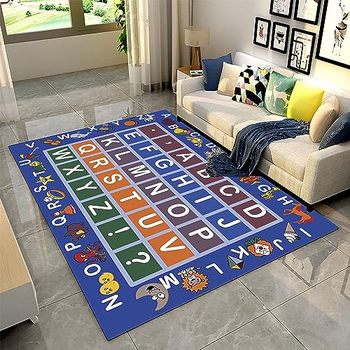 Children's Education Area Rug, 5x7ft, ABC Alphabet Animals Educational Learning & Fun Game Play Mat，Boy and Girl Kids Carpet for Kid's Room,Toddler Classroom Daycare