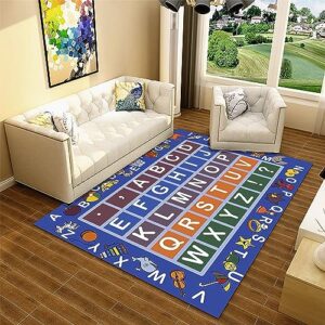 Children's Education Area Rug, 5x7ft, ABC Alphabet Animals Educational Learning & Fun Game Play Mat，Boy and Girl Kids Carpet for Kid's Room,Toddler Classroom Daycare