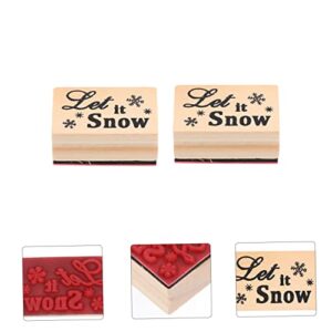 TEHAUX Kids Toys 2pcs Christmas Playset Scrapbook Stampers Greeting Card Stamps Diary Stamp Kit DIY Wooden Stamps Planner Stamper Stamper Seal Seal Kid Toys