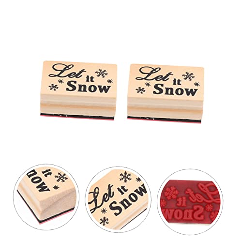 TEHAUX Kids Toys 2pcs Christmas Playset Scrapbook Stampers Greeting Card Stamps Diary Stamp Kit DIY Wooden Stamps Planner Stamper Stamper Seal Seal Kid Toys