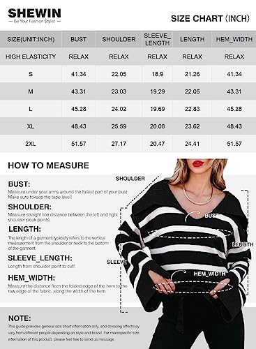 SHEWIN Womens Fashion Sexy V Neck Sweater Casual Bell Sleeve Cute Knit Tops Lapel Collar Winter Clothes for Women 2023 Biking Red Large