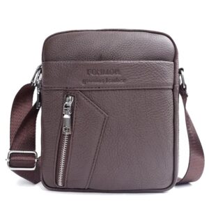 mens leather crossbody sling bag casual lightweight travel commuter work bag small crossbody storage bag (brown)