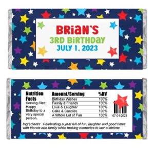 personalized candy wrappers for chocolate, star party favors for any occasion, pack of 20 custom hershey bar labels