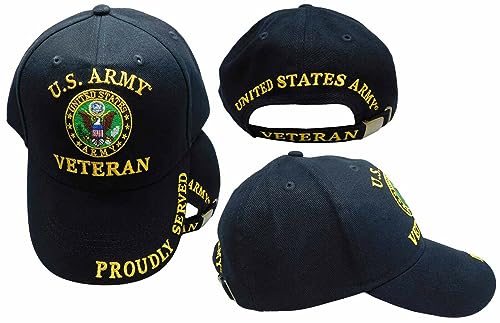 N/A.1 Ant Enterprises U.S. Army Veteran Proudly Served Black Adjustable Embroidered Cap Hat Licensed